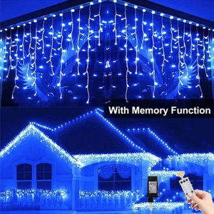 400-1800LED Eisregen Lichterkette Vorhang Außen Eiszapfen Weihnachtslichterkette - Bild 1 von 35