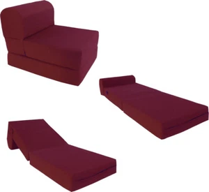 Flip Chair Folding Foam Beds, Foldable Guest Sofa Bed, Couch 6x24x70, Burgundy - Picture 1 of 2