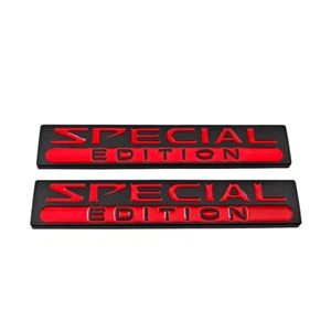 2x Metal Negro y Rojo Edición Especial Logo Emblema Coche Insignia de Lujo 3D Calcomanía Adhesiva - Imagen 1 de 6