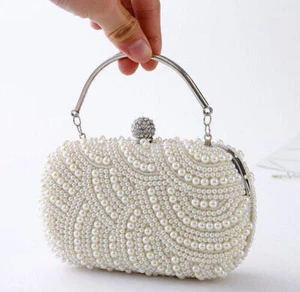 Brauttasche Clutch Perlen Tasche Abendtasche Handtasche Hochzeit Perle Neu - Bild 1 von 5