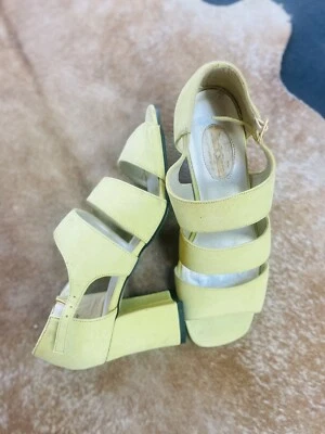 Sandalias De Colección Años 60 Mod Retro Arte Pop Madmen Jack Sprat Verde Lima Tacón Bloque 7 Foto 1 de 4