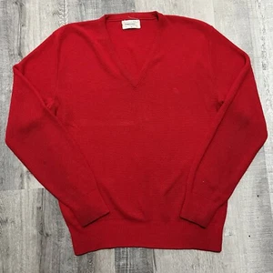 VTG Christian Dior Pull Over Waffle Knit Sweater Red Orlon Acrylic V Neck USA XL - Picture 1 of 5
