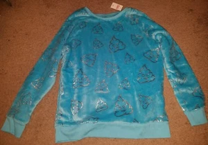 Girl's Justice velour glitter emoji poop top Sz 20 NWT (VERY LAST ONE) - Picture 1 of 2