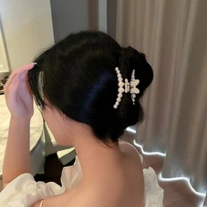 Pearls Korean Butterfly Hair Clips Hair Accessories Crab Clip Metal Hair Claw - Picture 1 of 10