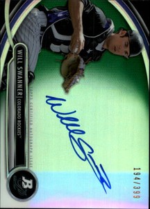 2013 Bowman Platinum Prospect Autographs Green Refractors #WS Will Swanner /399