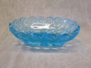 Moon and Stars Pattern Glass Light Electric Blue Fenton LG Wright SOAP DISH - Picture 1 of 8