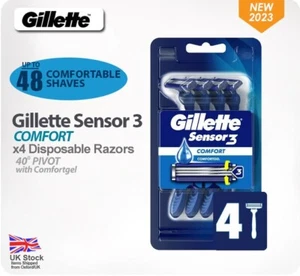 Hojas de afeitar desechables Gillette Sensor 3 Comfort x8 unisex *Selladas* - Imagen 1 de 6