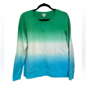 J crew dip dye blue green lightweight sweatshirt size small - Picture 1 of 8