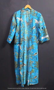 Vestido para dormir indio de algodón hecho a mano kimono talla única bata de baño cubierta corporal de playa - Imagen 1 de 8