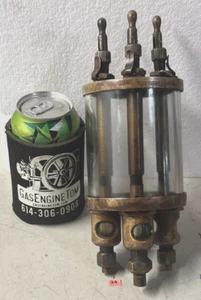 3 Feed American Lubricator Oiler Brass Hit Miss Gas Engine Antique Steam Triple - Picture 1 of 22