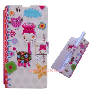 FUNDA LIBRO DIBUJO CUSTODIA PARA SONY XPERIA C3 D2533 JIRAFA RELIEVE TARJETERO - Imagen 1 de 1