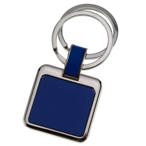 Chrome Square Key Fob with Blue Insert Keychain Lot of 4 - Picture 1 of 1