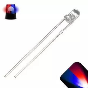 50 x 3mm azul rojo alternante parpadeante LED 1.5Hz Super Bright Light Police Cars - Imagen 1 de 3