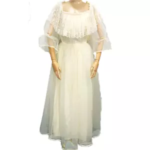 Hamilton Colonial Style Vintage Handmade Wedding Dress Organza Full Skirt Lace - Picture 1 of 10