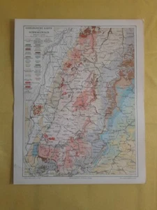 1897 BLACK FOREST GEOLOGICAL MAP Vintage Germany ORIGINAL 11.5 x 9.5"- C11-7 - Picture 1 of 3