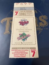1991 World Series Ticket Stub Suite Ticket Game 7 10 Inning Shutout Jack Morris