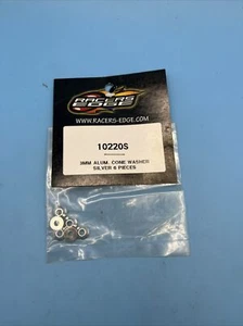 Racers Edge: 3mm Aluminum Cone Washer Silver 6 Pieces - 10220S B35 - Picture 1 of 1