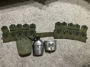 WWII 1942 Dated US M1923 garand Ammo Cartridge Belt & Canteen Set WW2 - Picture 1 of 9