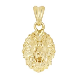 14k Yellow Gold Solid 3D Lion Head Charm Pendant 1.1" 4 grams - Picture 1 of 6