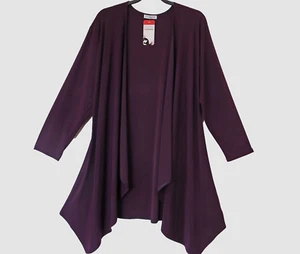 MAGNA Zipfel Long Jacke Cardigan 48-50 (4) Lagenlook Stretch lila violett - Bild 1 von 3