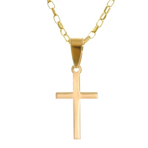 Kleine 9 Karat Gold Kreuz Anhänger Halskette mit 18" Goldkette und Schmuckbox - Bild 1 von 5