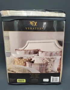 NEW Veratex Textured Euro Sham European Pillow Cover Case Francesca Gold Trim - Picture 1 of 2
