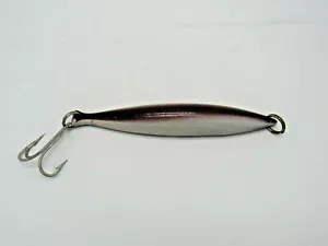 Early STRAGGLER Burgundy Red Stripe on White Tuna Jig Fishing Lure 8" Vintage - Picture 1 of 5