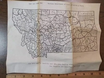 Montana 1981 mapa de juego juego juego grande, aves de caza, caza de aves acuáticas (daños) Foto 1 de 4