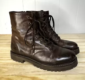 Thursday Everyday Combat Boot Java Brown Leather Women’s 8.5 Lace Up w/ Side Zip - Picture 1 of 18