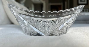 Lovely American Brilliant (ABP) Cut Crystal Boat-Shaped Dish 6 1/2" - Excellent! - Picture 1 of 8