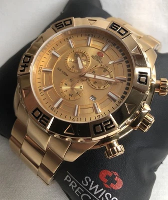 NIB Rare Swiss Precimax Rose Gold Valor Elite Stainless Mens Chrono Diver Watch - Image 1 of 4