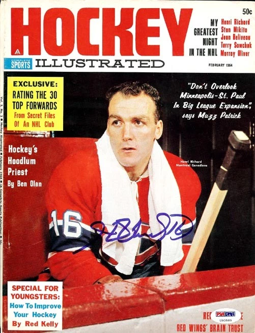 Henri Richard Signed Hockey Illustrated Magazine Cover Canadiens PSA/DNA - Image 1 of 1