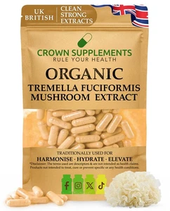 Bio Tremella Pilz Kapseln Extrakt | Saubere Nahrungsergänzungsmittel | Kronenergänzungsmittel - Bild 1 von 2