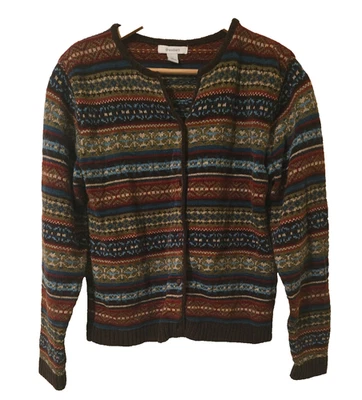  VTG Dressbarn Fair Isle Cardigan Sweater Womens Button Front Multicolor Size L - Image 1 of 4