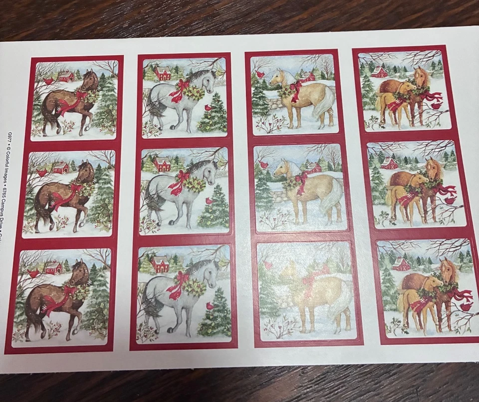 1 - 5" x 7" Sheet of Christmas Horse Stickers by Susan Winget - Image 1 of 1