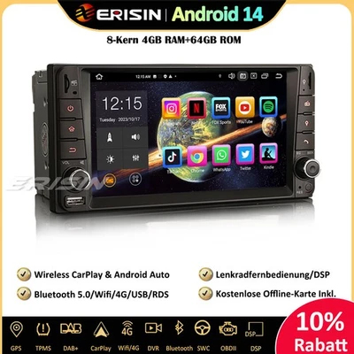 64GB Android 14 Autoradio GPS DAB+ CarPlay BT5.0 Toyota Corolla RAV4 Vios Hilux - Bild 1 von 4
