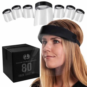 Salon World Safety 80 Black Face Shields Clear Protective Full Face Shields - Picture 1 of 5