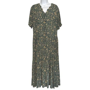Vintage Laura Ashley grün Blumen Midi Tee Kleid Großbritannien 80er 90er 14 - Bild 1 von 10