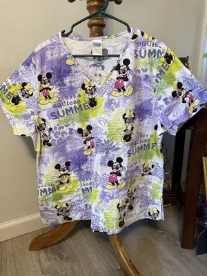 XL 迪士尼米奇和米妮老鼠无尽夏季磨砂衬衫紫色和绿色 — 第 1/4 张图片