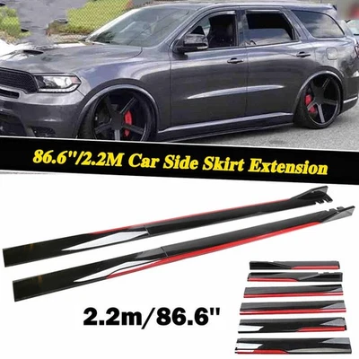 Gloss Black w/ Red Line Side Skirts Splitter Extension For Dodge Durango 2.2m - Image 1 of 4