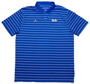 NIKE AIR JORDAN UCLA Bruins Performance Polo blu a righe grande L - Foto 1 di 10