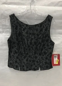 JS Collections Women's Black Sleeveless Back Zip Beaded Blouse - Size 12 - Picture 1 of 5