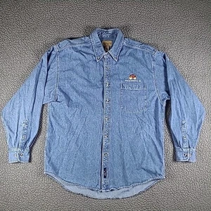 Vintage Well's Fargo Denim Work Shirt Mens Size L 90s Port Authority Uniform - Picture 1 of 15