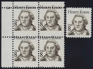 1851 - Scarce 8c Misperf Error / EFO Plate# Block 4 "Henry Knox" Mint NH - Picture 1 of 1