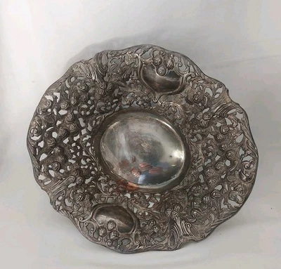 Antiker Jugendstil Schale/Obstkorb aus versilberten Durchbruch Arbeit Schüssel  - Bild 1 von 4