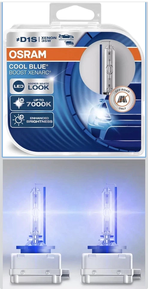 Osram Cool Blue Boost D1S HID Xenon Headlight Bulbs 66140CBB 7000K Pack of 2 - Image 1 of 1