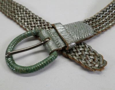 Cinturón de cuero Chicos 40 42 trenzado verde metálico Foto 1 de 4