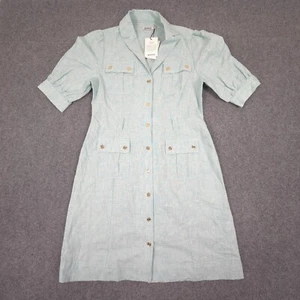 Marcs Dress Womens 10 green The Tide is High Icebergs linen blend Size 10 NWT - Picture 1 of 11