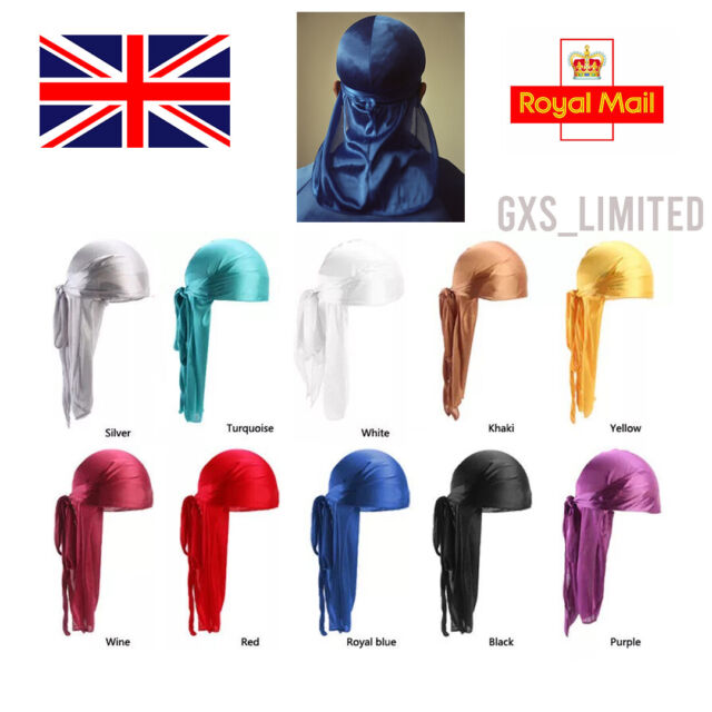 Compre Unissex masculino feminino bandana durag headwear macio seda pirata  boné envoltório chapéus