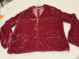 J. Jill Velvet Blazer Jacket Sz Medium burgundy Red Y2K Preppy Party Evening - Picture 1 of 14